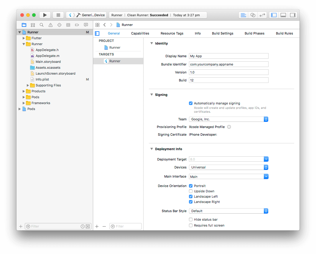 Xcode Project Settings